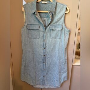 Equipment Light Blue Denim Top